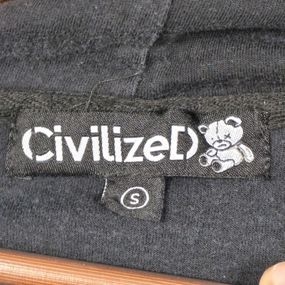 CivilizeD Black Basketball Teddy Bear Rhinestone Zip Hoodie Small Streetwear Y2K - Picture 8 of 12